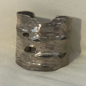 Michael Aram Sterling Silver Black Diamond Enchanted Forest Bark Cuff Bracelet